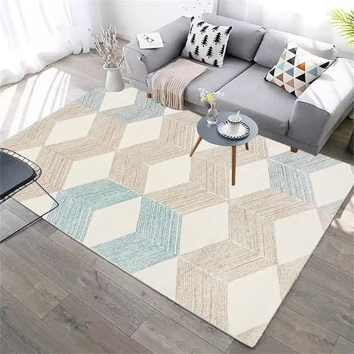 RUGMRZ Outdoor Teppich Orientalisch Teppiche Für Balkon grau blau geometrisches Design Schlafzimmer Teppich Sofa Teppich waschbar Fleckerlteppich 60X120CM