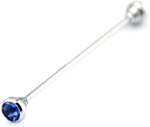 Blue Men's Suit Shirt Barbell Collar Pin Bar Set Tie Clips Lapel Stick - Tie Pins Cufflinks and Shirt Accessories