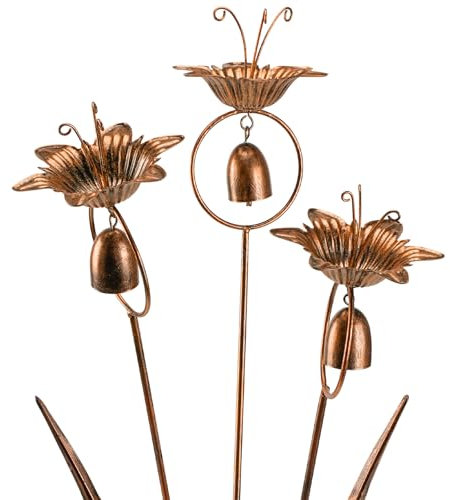 Fleurs de lys en métal avec clochettes pour l'extérieur de la cour Art en métal Calla Lily Bronze