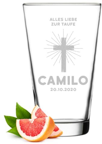 polar-effekt Leonardo Verre à eau, 300 ml, avec gravure personnalisable, pour baptême, cadeau d'anniversaire, verres pour eau, jus et smoothies