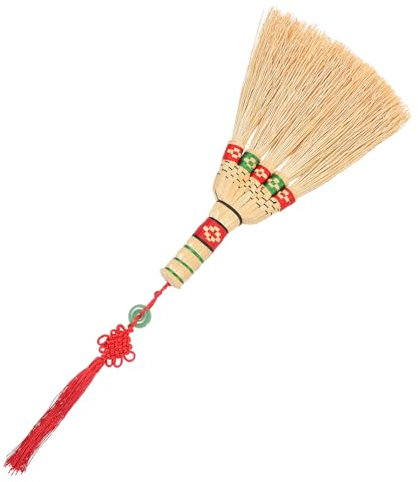 WESIEVYA Handmade Woven Corn Broom Bed Sweeper 29cm Short Handle Natural Fiber Brush for Home and Office Cleaning