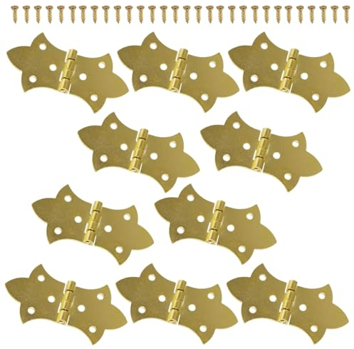 10 Stück Scharniere Retro mit Schrauben, Antik Scharniere Möbelband Ersatz für Möbel [Gold]