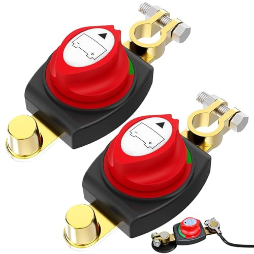 TZEKING Set med 2 huvudströmbrytare för bilbatteri 12 V-48 V, vattentät säkring, batteriuppkopplingsbrytare, huvudströmbrytare för bil, motorcykel, båt