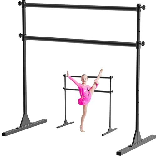 BeneLabel Sbarra per Balletto Autoportante da 4 Piedi, Regolabile in Altezza da 11 a 47 Pollici, Capacità 158 kg, Doppia Sbarra per Danza Portatile per Allenamento a Casa e Stretching