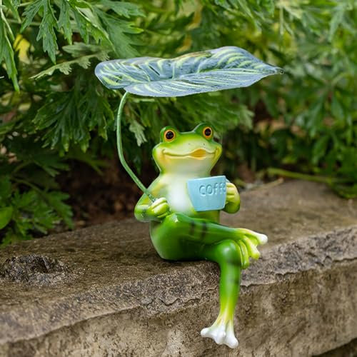 Nexoria Statuetta di rana, decorazione da giardino per esterni, resistente alle intemperie, decorazione da giardino, in resina, rana, decorazione da giardino, decorazione da giardino, per esterni