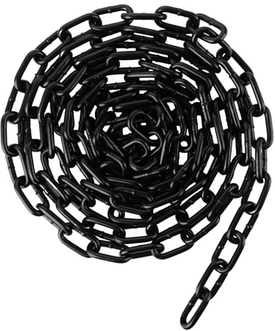 LOPYXBR Stahlkette Meterware 8mm x 4m Gliederkette Meterware, Stahlkette Schwarz aus Kohlenstoffstahl, Metallkette für Hundekette Schaukelketten Ankerkette Hängesessel