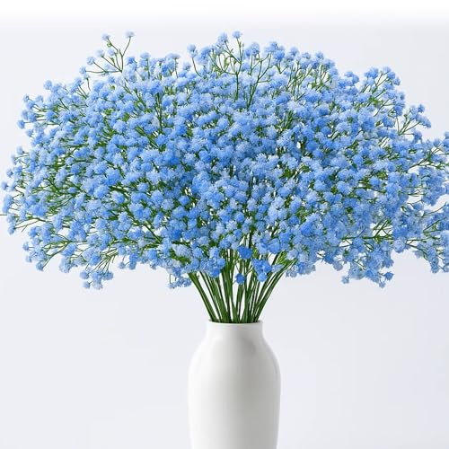 Schleierkraut Künstlich, 6 Stück Blaue Kunstblumen Wie Echt, 52 cm Lange Fake Blumen für Hochzeit, Party, Brautsträuße, Home Dekoration, Flowers für Hochzeit Home