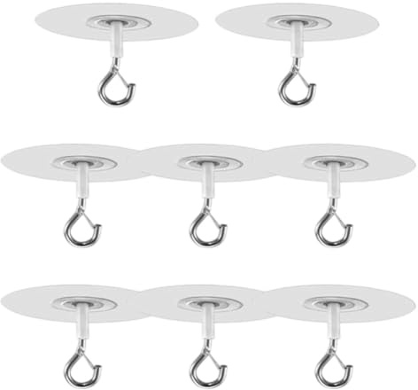 JoyousMall 8 ganci da soffitto in polipropilene, ganci da soffitto resistenti, ganci decorativi per interni ed esterni, per appendere luci, tende, installazione senza trapano