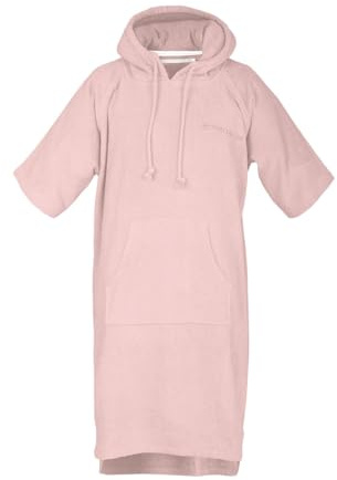 TOM TAILOR Poncho da surf per donna e uomo, S-M, 100% cotone/spugna, poncho da bagno con cappuccio, marsupio e logo ricamato, rosa (Rose)
