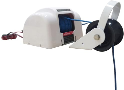 Electric Boat Anchor Winch 12V, Stainless Steel with Remote Control, 31m Anchor Rope and LED Light for Pontoon Fishing Yacht