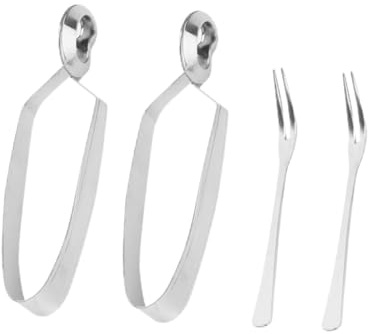 MOLUCKFU 4 pièces Pince à Escargots et Fourchette Acier Inoxydable Pinces Robustes Résistantes Chaleur pour Fruits de Mer Ustensiles Pratiques pour Table de Maison et Restaurant