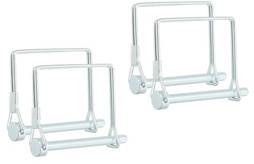 PATIKIL Perno De Acoplamiento Para Remolque 1/4x3-15/16, 4 Pcs Perno De Seguridad Cuadrado Con Alambre Para Bloquear Eje Redondo Pto Para Remolques De Césped, Plateado (6.3x100mm)