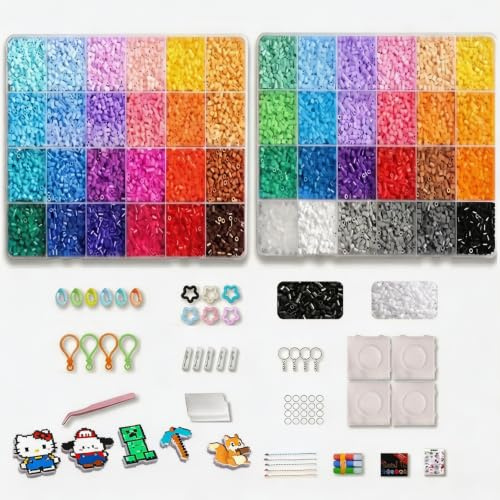 24000 Piece 2.6mm Fuse Beads Kit - 48 Colors Iron-On Bead Set, Happy Crafts | Safe & Durable Premium Material, Easy to Organize, School Arts and Crafts Supplies, Birthday Gifts for Adult