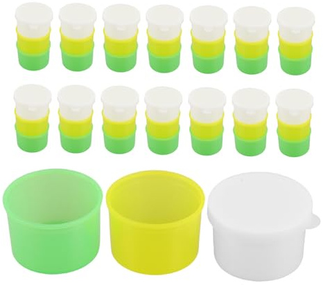 KICHOUSE 15 Uppsättningar Stk Doseringskoppar med Lock Tredelad Medicinkopp för Middagkväll och Natt Återanvändbara Plastkoppar med Tjockt Materia och Läckagesäker Design för Hem och