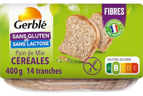 GERBLE Pain de Mie Céréales Sans Gluten 400 g — 14 Tranches aux Graines de Lin, Pavot et Tournesol, Fabriqué en France - Lot de 3
