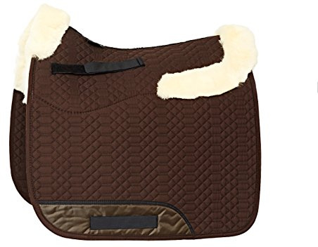Engel Reitsport – sadelduk fyrkantig sadeldyna fårskinn – färg: täcke svart, päls naturlig (Schabra 4) mocha/natural Dressage
