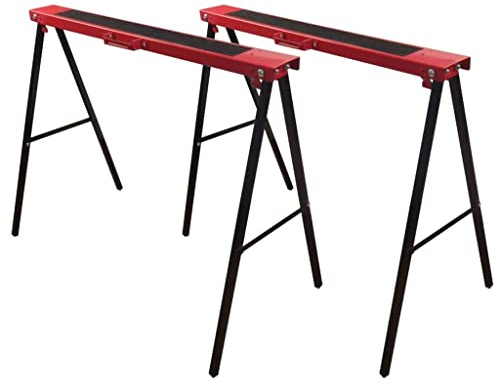 Brüder Mannesmann Arbeitsböcke klappbar, stabil aus Metall, höhenverstellbar, mit rutschfesten Auflagen und Tragegriffen, 200-kg-Tragkraft, ideal für Holz und Sägen, 2er-Set | M70100