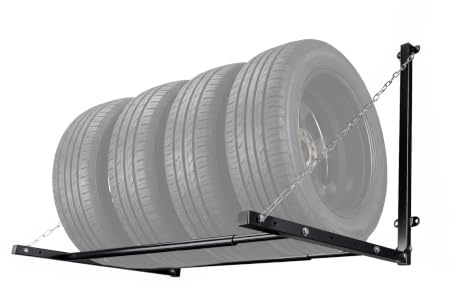 Wiltec Reifenhalter – 1370 x 730 x 705 mm, einstellbare Breite – für 4 Reifen – bis 130 kg – aus Stahl – für Wandmontage zur Lagerung von Reifen – Felgenbaum Reifenregal Felgenregal Reifenständer