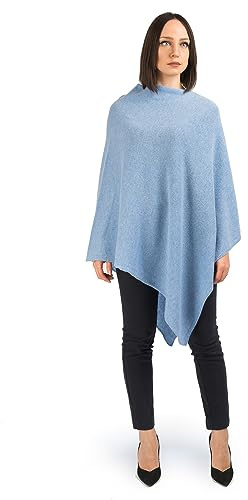 Dalle Piane Cashmere - 100% kashmir poncho - Made in Italy - Kvinna, Färg: Sky, en storlek
