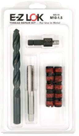 E-Z LOK EZ-650-10 Threaded Inserts for Metal; M10-1.5 Installation Kit, Steel, Black Oxide