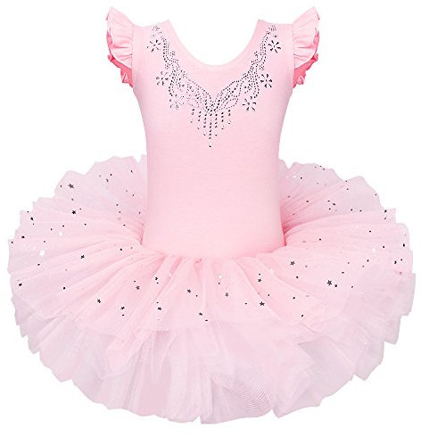 ZNYUNE Mädchen Kinder Ballett Tanz Kleid Klassik Ballettanzug 184 Peach XL