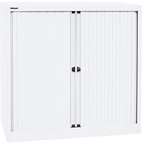 BISLEY Rollladenschrank EuroTambour, 2 Fachböden, 2,5 OH, B 1000 mm, Farbe Korpus verkehrsweiß, Rollladen verkehrsweiß