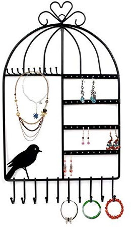XLKJ Wall Mount Gioielli Gancio,Espositore Gioielli Cremagliera Birdcage Display/Stand/Porta Gioielli(Nera)