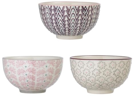 Bloomingville Schale Maya, rosa grau lila, Keramik, 3er Set, 11,5 x 6,5 cm (Ø/H)