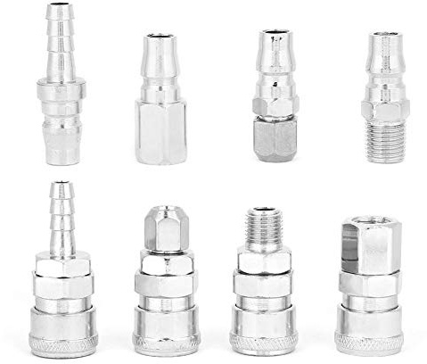 TOPINCN 8Pcs Garden Hose Quick Connect Solid Brass Quick Connector Pneumatic Quick Fittings Release Plug Socket Connector Set for Air Compressor Hose