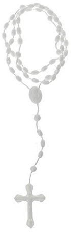 LLLucky Luminous Croix Halskette Rosenkranz Kunststoff Religiöser Katholizismus Weiß 40,5 cm