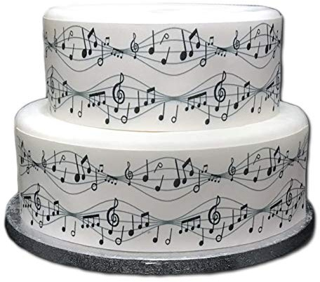 Edible Decor Sheet Music Musical Note Themed Border Ribbon - Perfect for Larger cakes - Easy to Use