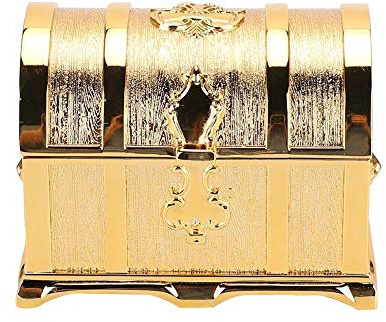 Vendite Pazze Contenitore Dorato dei monili di Stile del Contenitore di monili della Cassa di Tesoro Retro Dorato, Contenitore di gioielli pirata retrò stile europeo dorato contenitore di gioielli