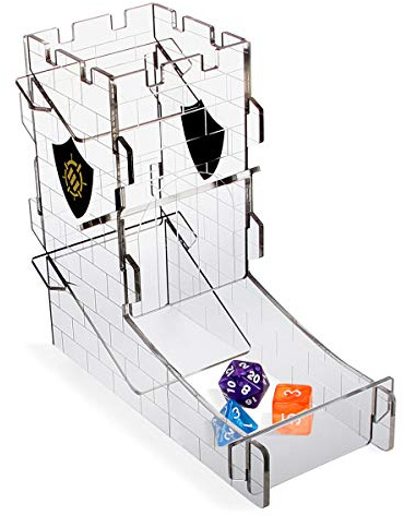 ENHANCE Plateau de Dés de Tour pour Les Jeux de Rôle Dur Table - Rouleau de Dés, Lancez Jusqu'à 14 dés Standard à la Fois - Tour de Plateau de Roulement de Château Gravé Idéal pour Les Soirées de Jeu