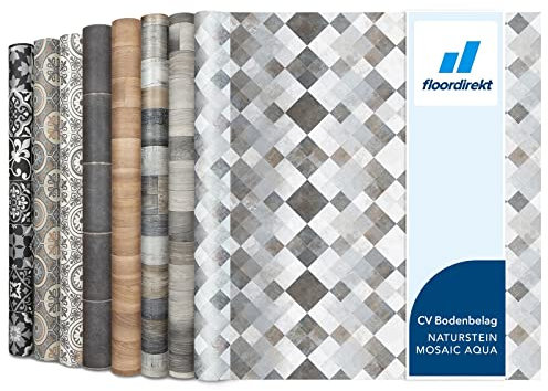 Floordirekt Revestimiento de suelo de PVC por metros, suelo de vinilo CV para cocina y balcón en aspecto de madera, aspecto de baldosa, aspecto de piedra, resistente y fácil de limpiar, 200 x 200 cm,