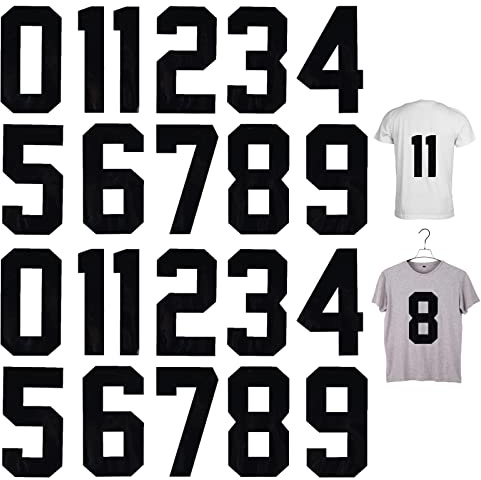 ASTER 22 números termoadhesivos para ropa, 20,32 cm, transferencia de calor, números del 0 al 9 para ropa de equipo, camiseta deportiva, camisetas, baloncesto, fútbol, béisbol (negro)