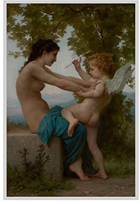 Tongda Decor Ein junges Mädchen, das sich gegen Eros verteidigt, von William Adolphe Bouguereau, Leinwandbild, Wandkunst, Poster, Raumdekoration, 46 x 69 cm, rahmenlos