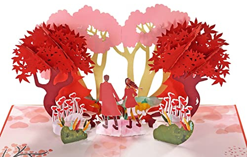 CUTPOPUP Couple in Forest, Valentine Cards Pop Up, Romantic Love Cards for Valentines Day, Wedding Anniversary Card, 3D Birthday Happy Valentines Greeting Cards, Birthday, Couple in Autumn Forest IT