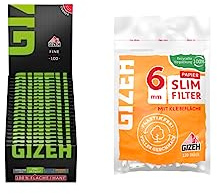 GIZEH Black Fine MAGNET - Kurzes Papier - 20 Heftchen a 100 Blättchen + Gizeh Slimfilter Papier 6mm - 20 x 120 Stück…