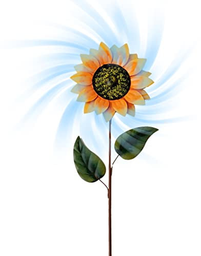 Girasole a vento in metallo, decorazione girasole, ornamenti da giardino, sculture, sculture a vento per bambini, girandola a vento, mulino a vento, per prato, giardino, cortile decorazione all'aperto