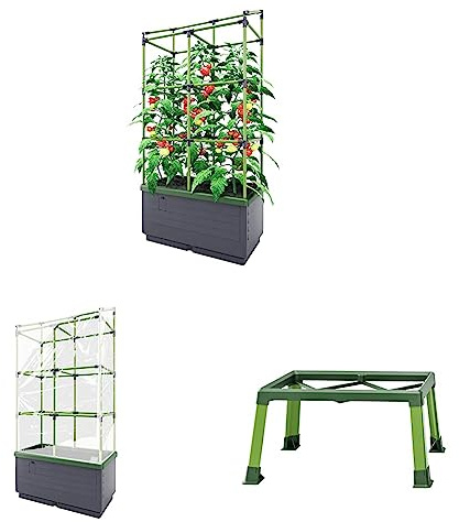Bio Green Pflanzkübel CITYJUNGLE | Hochbeet für Balkon und Terrasse & Abdeckhaube für Pflanzkübel City Jungle und City Jungle Heidelberg & Standfuß für Pflanzkübel CITYJUNGLE