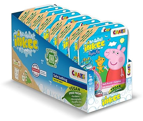 INKEE Surprise Set di 8 palline da bagno per bambini con sorpresa, giocattolo Peppa Pig per vasca da bagno, con profumo di fragola e effetto schiuma