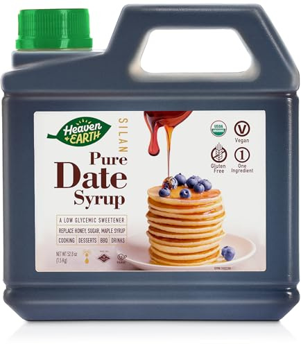 Heaven & Earth 100% Date Syrup, Silan 1.5kg | 1 Ingredient | All Natural Honey Alternative | Low Glycemic Index | Great Sugar Replacement | Date Honey | Bulk Size | Kosher - Including Passover