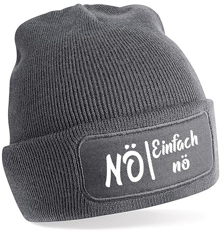 Herzbotschaft Beanie Strickmütze mit Spruch | Nö - Einfach nö | Farbwahl | Unisex SoftTouch angenehm weiche und warme Wintermütze | OneSize Einheitsgröße für Erwachsene