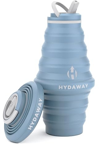 HYDAWAY Collapsible Water Bottle - 25oz I Reusable Water Bottle with Flip Top Lid for Travel, Hiking, Backpacking I Portable & Leakproof, Food-Grade Silicone, BPA Free, Collapses to 1.5”