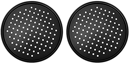 Chnegral Lot de 2 plaques à pizza perforées en acier carbone avec revêtement anti-adhésif facile à nettoyer 27,9 cm