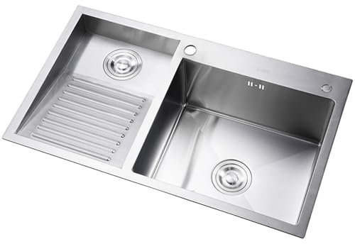 Badezimmer-Doppelwaschbecken, Haushaltswaschbecken aus Edelstahl, Doppelwaschbecken mit Waschbrett, Wäschebecken, leicht zu reinigen, for Balkon (Wasserhahn nicht im Lieferumfang enthalten) ( Size : 7