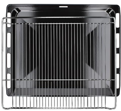 LPPP Backblech 465x375mm Set mit Rost kompatibel mit Bosch Siemens 00662999 | für Neff, Constructa, Balay 17008354, Grillrost 46,5 x 37,5mm, Backofen Tiefblech emailliert, HEZ334000, 00574876, Herde Ofen