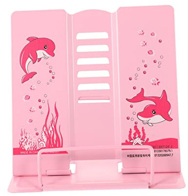 Verstellbarer Buchständer aus Eisen mit Schlichter Rosa Optik