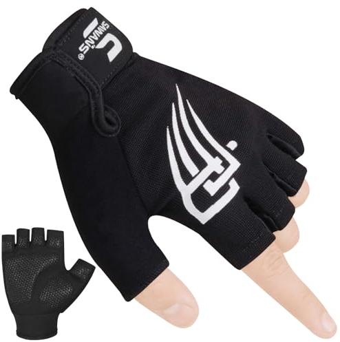 SAWANS Gants Musculation Gants de Gym pour Homme et Femme pour Entraînements, Gym en Silicone antidérapant - Protection de la Paume Cyclisme, Halterophilie (Noire, M)
