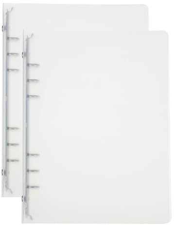 PATIKIL A5 Binder Cover, 2 Stk. PP 6 Ring Loose Leaf Binder Protector Round Ring Binder Cover Refillable Notebook Thickened Frosted Binder for Meeting Notebook Folder, Transparent
